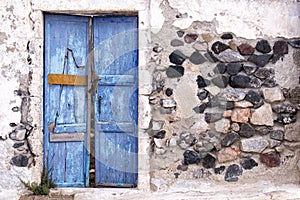 Old weathered door in Perissa, Santorini, Cyclades, Greece