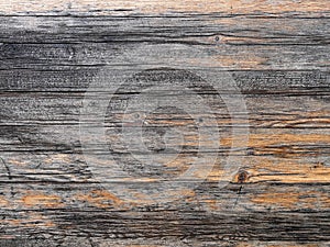 Old, weathered grunge horizontal wood planks close up, brown natural pattern background.