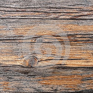 Old, weathered grunge wood planks close up, brown natural pattern background.