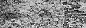 Old Weathered Grungy Brick Black Wall Background