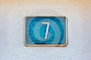 Old Weathered House Number 7, Tile on Wall