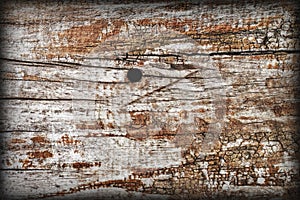 Old Weathered Knotted Wood Rough Battered Grooved Vignetted Grunge Texture photo