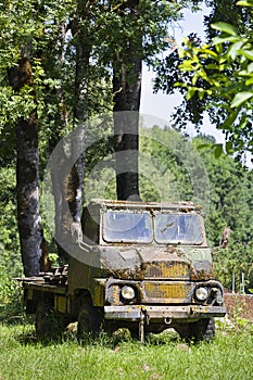 Old weathered military truck