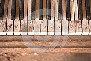 Old and Weathered Piano Keys