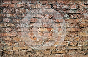Old weathered red Brick wall