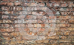 Old weathered red Brick wall