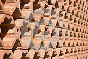 Old weathered shading brick wall used in Italian rural buildings to keep areas exposed to the sun cool