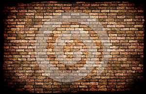 Old weathered stained red brick wall background