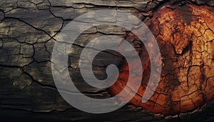 Old, weathered tree trunk, nature rustic building feature generated by AI