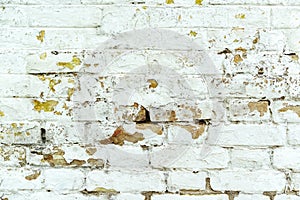 Old weathered white brick wall texture