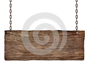 Old weathered wood sign isolated on white background 3
