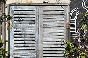 Old weathered wooden door