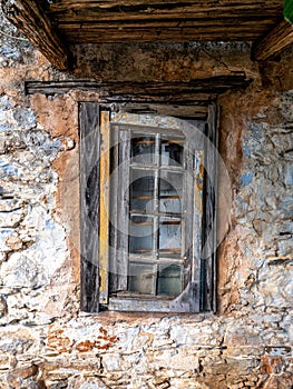 Old weathered wooden window