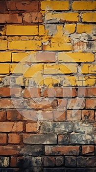 Old and weathered yellow and red brick wall, seamless pattern backdrop