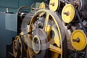 Old weaving loom in an abandoned textile factory