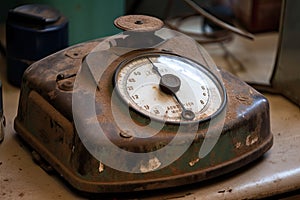 old weight sitting on a scale, with the number showing that it has been surpassed