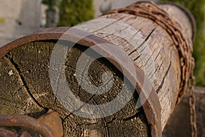Old well, drum and string.
