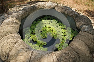 Old well in a poor village peasants