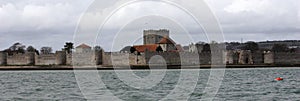 The old well preserved Portchester castle within portsmouth harbour