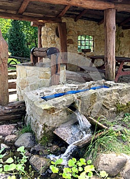 Old well with water outage