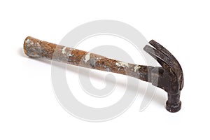 Old, Well-worn and Paint splattered Wooden-Handled Hammer