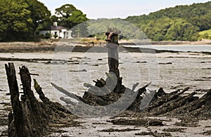 An Old Welsh Shipwreck, Llanedwen, Anglesey, Wales, GB, UK