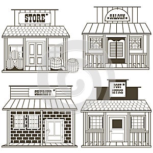 Old west buildings outlined