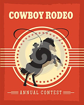 Old west cowboys rodeo retro poster