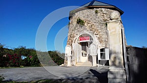 Old West Indian mill transformed into a chapel of the former sugar factory of Anse Bertrand in Guadeloupe