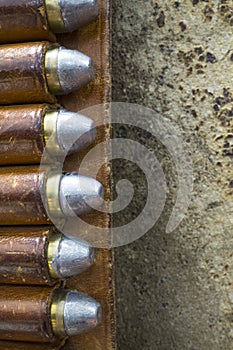 Old West Leather Bandolier with Colt 45 Bullets