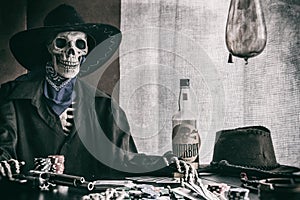 Old West Poker Skeleton Outlaw photo
