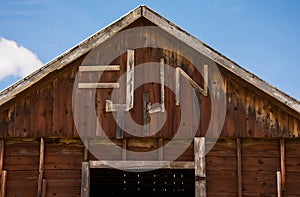 Old Western Barn Detail Rustic Scene Blue Sky Background