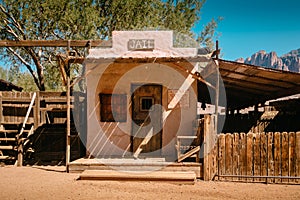 Old Western Jail in Goldfield Gold Mine Ghost Town in Youngsberg, Arizona, USA