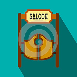 Old western swinging saloon doors flat icon
