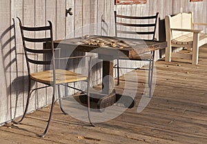 Old Western town checkerboard table