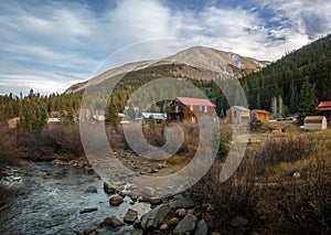 Old Western Wooden Buildings in St. Elmo Gold Mine Ghost Town in Colorado, USA