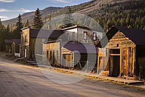 Old Western Wooden Buildings in St. Elmo Gold Mine Ghost Town in Colorado, USA photo