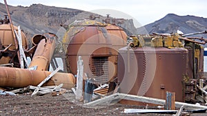 Old whale oil boilers in Antarctica