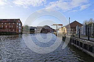 Old wharfs and warehouses along at Newark on Trent