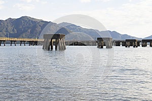 Old wharves and pylons at Lucinda in North Queensland, Australia.