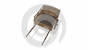 Old wheel from a cart on a white background 3d-illustration3d-rendering