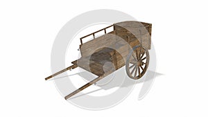 Old wheel from a cart on a white background 3d-illustration3d-rendering