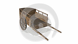 Old wheel from a cart on a white background 3d-illustration3d-rendering