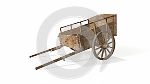 Old wheel from a cart on a white background 3d-illustration3d-rendering