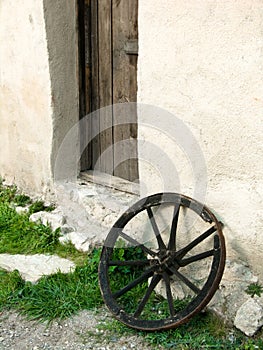 Old wheel in medival fortress of Rasnov