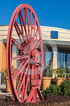 The old wheel of a mine shaft