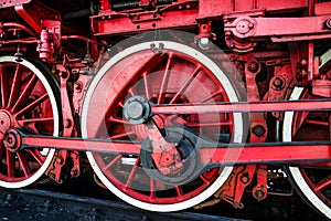 Old wheels of a steam train