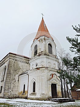 Old white beautiful church, Lithuania