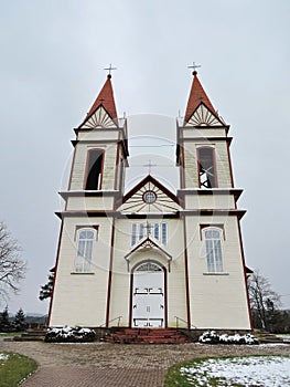 Old white beautiful church, Lithuania