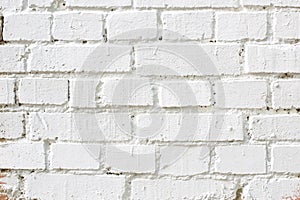 Old white brick wall, background texture